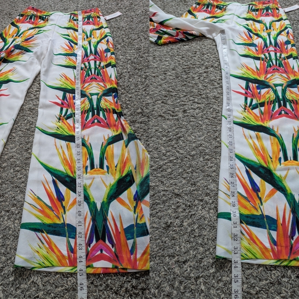 NWT Bisou Bisou White Colorful Bird Of Paradise Floral Sheer Summer Lounge Pant - Picture 12 of 13